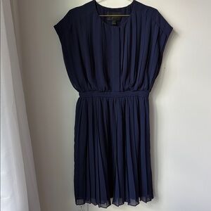 J. Crew Collection Blouson Pleated Navy Dress Lined Career Cocktail Date Size 10